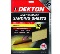 Dekton 10pc Pack of Sanding Sheet Sandpaper Coarse 40 Grit 280mm x 230mm