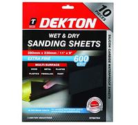 DEKTON DT80784 600 Grit Wet and Dry Sanding Sheets, Black/Red, 280 mm x 230 mm, Set of 10 Piece