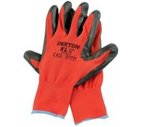 DEKTON 12 Pairs of Black/Red Nitrile Coated Polyester Precision Work Gloves Size- XLarge, DT70774