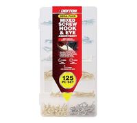 Dekton 125pcs Assorted Hooks Set-Durable Metal Construction| Ideal for Home, Office, Garage| Organized Box| Versatile Hanging Solutions| Includes Cup Hooks, Screw Eyes, Ceiling Hooks, Picture Hangers