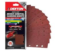 Dekton 12PC Hook and Loop Detail Sanding Sheets,230mm/Extra Coarse - Assorted | Ideal for Sheet Sanders | Multi-Surface Use on Wood, Metal, Plaster, Plastics & Paint | Heavy-Duty Sanding Performance