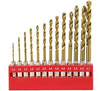 Dekton 13pc 1/4" Shank Hss Drill Set 1.5mm-6.5mm - Titanium Finish | High Speed Steel For Improved Resistance To Heat | 118 Degree Angle Point | Ideal For Drilling Wider Range Materials