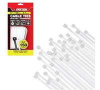Dekton 150PC Cable Tie Set - 2.5MM X 150MM White | Heavy Duty Industrial Strength | High Temperature Resistant | Self-Locking Teeth | Ideal for Cables, Piping, Gardening & Wires | Indoor & Outdoor Use