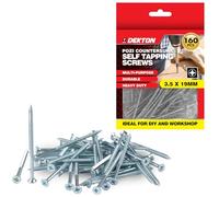 DEKTON 160pc 3.5 x 19mm Pozi Countersunk Self-Tapping Screws - Zinc CR3+ Plated, Durable & Strong Hold - Ideal for Wood, Metal, Masonry, DIY & Repairs