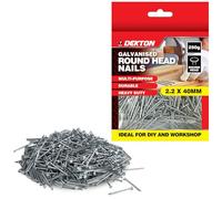 DEKTON 2.2 x 40mm Galvanised Round Head Nails - Durable, Heavy-Duty & Multipurpose for Woodworking, Construction, DIY & General Repairs