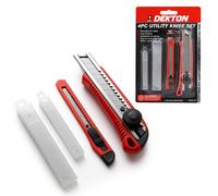 Dekton 2-Piece Snap-Off Utility Knife Set with 5pc 9mm and 18mm Blades, Retractable Safety Mechanism, Ergonomic Non-Slip Handles