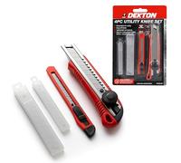 Dekton 2-Piece Snap-Off Utility Knife Set with 5pc 9mm and 18mm Blades, Retractable Safety Mechanism, Ergonomic Non-Slip Handles, Heavy-Duty Construction for Cutting Cardboard, Leather,Carpet and More