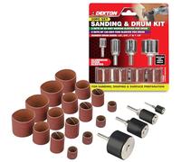 Dekton 20Pc Sanding & Drum Kit Set - 1/8" & 1/4" Shank, Aluminium Oxide Sleeves, Medium & Fine Grit, Rubber Drums 1/2"-1 1/2", Ideal for Metal, Wood, Plastic, Ceramics & Glass