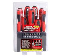 Dekton 21Pc Screwdriver Set - 6 Standard, 4 Precision, 10 Assorted Bits & Bit Holder, CR-V Steel, Slotted, Phillips & Torx, Ergonomic Anti-Slip Handles, Durable & Versatile Tool Kit