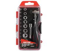 Dekton 22pc Ratchet Wrench, Bit And Socket Set-Ergonomic Anti Slip Handle| 2 Way Ratchet| Ultra Strong Cr-v| Includes: Adaptor, 60mm Magnetic Holder, Sockets| Professional-Grade Chrome Vanadium Steel