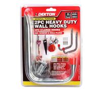 DEKTON 2PC 21.5cm x 14cm General Purpose Wall Hooks - Max Capacity of 15kg | Ideal for Hanging Tools, Coats, Bags, and More | Durable, Rust-Resistant Metal Construction for Home, Garage, or Office
