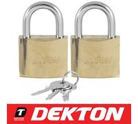 Dekton 2Pc 40mm Short Steel Shackle Outdoor Security Padlock & Keys Alike