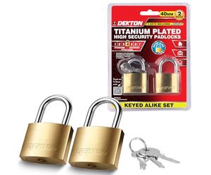 Dekton 2PC 40MM Titanium Plated Iron Padlock Set| Heavy-Duty Iron Construction | Includes Alike Set Key | Ideal for Gates, Shed & Storage | Durable Locking Mechanism | Home & Industrial Use