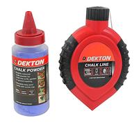 Dekton 2pc Chalk Line Set With Retractable Reel And Hook For Garden| Ideal For Making Boundaries And Straight Lines| 30m Length Line| 100g Bright Blue Coloured Powder Re-fill