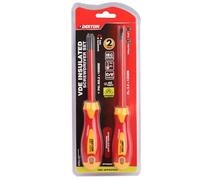 DEKTON 2PCS VDE Insulated Screwdriver Set - Tested to 1000V | EN IEC 60900:2018 Certified | Chrome Vanadium Steel Blade | Magnetic Tips | Anti-Slip Ergonomic Handle | Professional Electrical Toolkit
