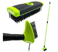DEKTON 3-in-1 Telescopic Weed Removal Brush Set - Wire Brush, Scraper, Broom - Paving, Decking, Moss & Weed Cleaner - Green