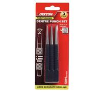Dekton 3-Piece Centre Punch Set, Forged Heat-Treated Alloy Steel, Knurled Grip, Large Hitting Face, Precision Nail Punches 1.5mm, 2mm & 3mm for Wood & Metal