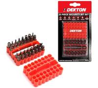 Dekton 33 Piece Security Bit Set-Crv Steel Bits And Extension Bar In A Handy Rubber Bit Housing| Includes: Magnetic Extension Bar: 60mm, Tamperproof Torx, Tamperproof Hex Imperial, Tri-wing, Spanner