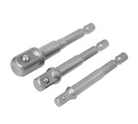 Dekton 3pc 1/4", 3/8" & 1/2" Socket Adaptor Set - Fits All Standard Drill Chucks|Hexagonal Shank| Fits Screwdriver Bit Holder| Turns Any Power Drill Into A Power Nut Driver| Durable