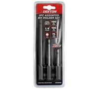 Dekton 3pc Assorted Bit Holder Set - 150mm Long | Hex Shape | Extra Strong Cr-v | 1/4" Shank | Ideal For Extending Different Screwdriver Bits, Drill, Batch Head & Screwdriver Head Conversion Uses