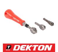Dekton 3Pc Countersunk Bit Set With Handle For Steel Plastic Wood Drill Bits