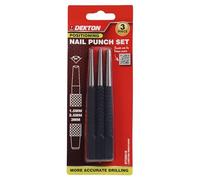 Dekton 3pc Nail Punch Set, Heat-Treated Alloy Steel, Forged Knurled Handles, Large Square Hitting Face, Precision 1.5mm, 2mm & 3mm Taper Points for Wood & Metal