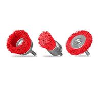 Dekton 3PC Nylon Brush Set | Includes End Brush, Wheel Brush and Cup Brush | Durable Wire Bristles | 75mm and 25mm Sizes | 6mm Shank Diameter | Ideal for Cleaning and Detailing