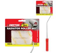 Dekton 3pc Radiator Roller Set - 4" Tray, 4" Handle & 3 Mini Roller Refills (Microfiber & Green Micromix) - Ideal for Radiators, Small Surfaces, DIY & Home Painting
