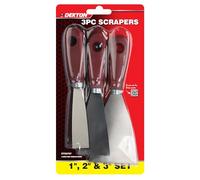 Dekton 3PC Scraper Set - 1", 2" & 3" Stainless Steel Blades with Ergonomic Wooden Handles, Ideal for Wallpaper, Filling Cracks, Hole Repairs and General DIY Tasks