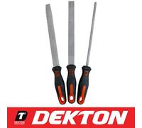 DEKTON 3Pc Steel Wood Rasp File Set Flat Half Round Carpenters Tool 200mm Heavy Duty