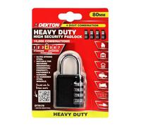 DEKTON 4 Digit Combination Padlock Black & Silver