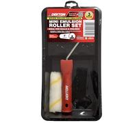 Dekton 4" Emulsion Roller Set 3pc - Medium Pile Woven Fabric Sleeve for Walls & Ceilings - Includes Mini Roller Sleeve, 4" Frame & Tray - Ideal for Smooth Emulsion Painting