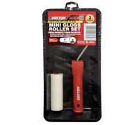 Dekton 4" Gloss Roller Set 3pc - High Density Foam Sleeve for Gloss Paints & Varnishes - Includes 4" Frame, Tray & Mini Foam Roller - Suitable for Solvent-Based Products