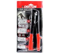 Dekton 4 Head Rivet Gun- Heavy Duty Steel With With Chrome Plated Jaws| Ergonomically Designed Spring Loaded Handle For Comfort, ease| Fitment Spanner Stored In The Handle| 4 Head Sizes With 60 Rivets