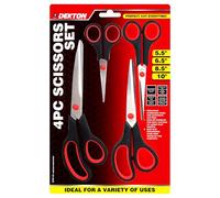 Dekton 4 PC Scissors Set - Includes 5.5", 6.5", 8.5", and 10" Scissors | Sharp & Durable Blades | Ideal for Crafting, Office and Home Use | Comfortable Grip | Versatile for Various Materials