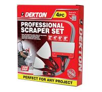 Dekton 4-Piece Professional Scraper Set - 2", 4", 6", 8" Heavy Duty Stainless Steel Blades with Ergonomic Rubber Grip - Ideal for Wallpaper Removal, Filling Cracks & Surface Repairs