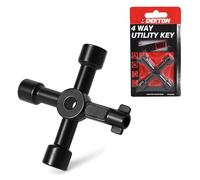 Dekton 4 Way Utility Key-Universal Cross Key For Radiators, Gas, Electric, Water Meters| Multi-functional Key Wrench For Valves, Cabinets, Stopcocks| Durable Metal For Home, Office, Industrial Use