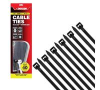 Dekton 40PC Cable Tie Set - 4.8MM X 300MM Black | Heavy Duty Industrial Strength | High Temperature Resistant | Self-Locking Teeth | Ideal for Cables, Piping, Gardening & Wires | Indoor & Outdoor Use