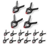 Dekton 4PC 3" Pro Clamp with 35mm Jaw Opening, Heavy Duty Rubber Non-Slip Grip, Durable Tough Plastic Construction, Hinged Jaws for Improved Grip on Uneven Surfaces, Ideal for Wood & DIY Projects