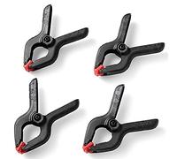 Dekton 4PC 3" Pro Clamp with 35mm Jaw Opening, Heavy Duty Rubber Non-Slip Grip, Durable Tough Plastic Construction, Hinged Jaws for Improved Grip on Uneven Surfaces, Ideal for Wood & DIY Projects