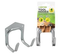 Dekton 4pc Garden Tool Hook Set - Heavy Duty Galvanised Metal with Rust-Resistant Finish - Ideal for Hanging Rakes, Shovels & Ladders in Garages, Sheds, Gardens & Workshops