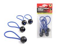 DEKTON 4PC Heavy Duty Ball Bungee Cords, 10cm Reusable & Weather-Resistant Tarp Cords with balls, Tie-Down Straps for Camping, furniture covers, Canopies, Awnings & Home