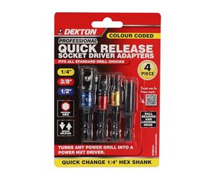 Dekton 4PC Impact Socket Adaptors - Durable Tool Set for Converting Socket Sizes | Compatible with Impact Wrenches and Ratchets | Chrome Vanadium Steel for Strength and Longevity