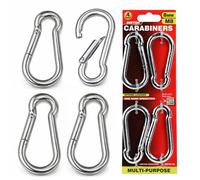 Dekton 4pc Large Carabiner Hook 100mm -Heavy-Duty Aluminum| Strong Load Capacity|Secure Locking Mechanism| Ideal for Outdoor, Camping, and Gear| Durable & Lightweight| Versatile Use|Easy Clip-On