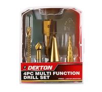 Dekton 4PC Multi-Function Drill Set | Heavy Duty Construction | Ideal for Drilling Through Wood, Metal, Concrete and Brick | Includes 4 Versatile Drill Bits | Precision Drilling for Various Materials