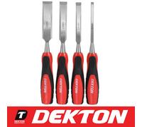 Dekton 4Pc Wood Chisel Set Woodworking Carpentry Bevel Edge 6mm 13mm 19mm 25mm