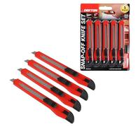 DEKTON 5-Piece Snap-Off Utility Knife Set, Small Size, Retractable Blades, Ergonomic Non-Slip Handles, Heavy-Duty Construction for Precision Cutting of Cardboard, Paper, Leather, and More