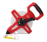 DEKTON 50M Fibreglass Surveyor Tape with Holder - Metric & Imperial, Class III Accuracy, UV Print, Abrasion & Water Resistant, Non-Slip Handle, Fast Rewind Pivot Reel, Durable Measuring Tool