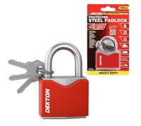 Dekton 50MM Covered Steel Padlock | Heavy-Duty with Reusable Storage Case | Includes 3 Keys | Ideal for Truckers, Farmers & Contractors | Clevis Grab Hooks | 4000lb Working Load Limit | Grade 43