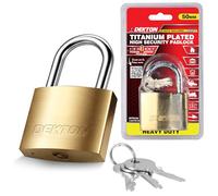 Dekton 50MM Titanium Plated Iron Padlock | Heavy-Duty Iron Construction with Tough Shackle | Includes 3 Steel Keys | Ideal for Gates, Shed & Storage | Durable Locking Mechanism | Home & Industrial Use